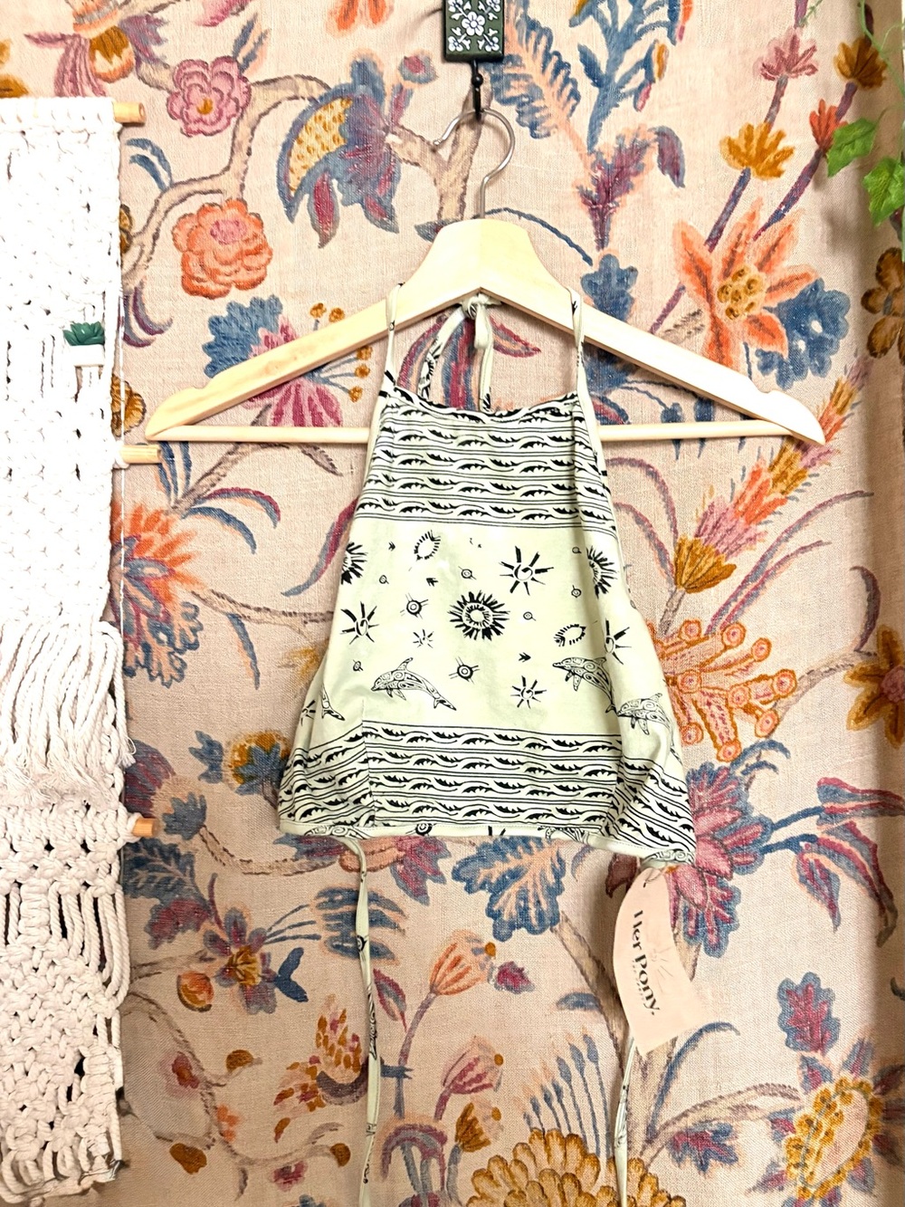 Boho Wide-Leg dolphin print 2-piece and halter top set - Picture 2 of 6